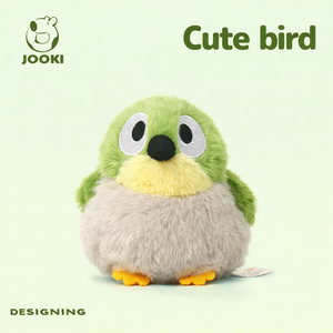 green bird plush toy front view on a clean background, soft cute stuffed animal gift idea