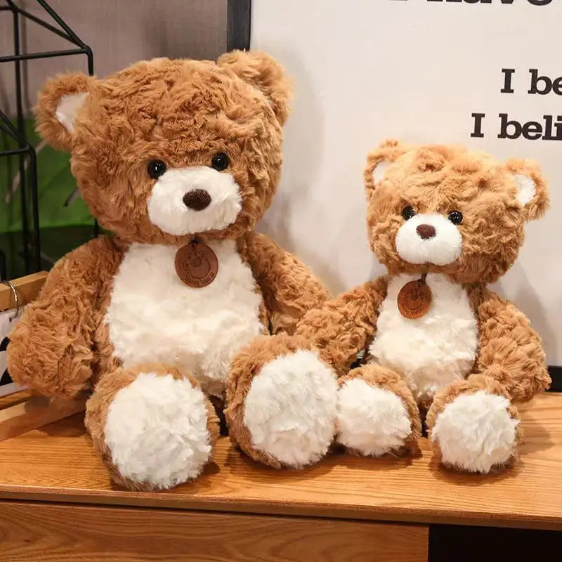 Close-up of the soft fabric texture of a handmade teddy bear plush