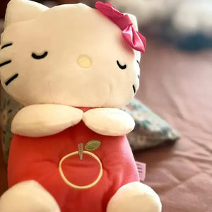 Hello Kitty breathing plush toy resting on bed, soft calming companion for kids sleep and comfort