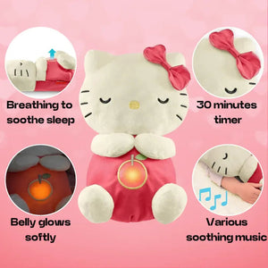 Hello Kitty breathing plush toy with glowing belly, soothing music, and 30 minute timer for calming sleep