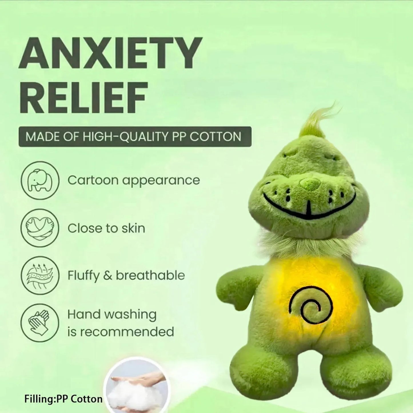 Holly Jolly Grumpkin plush showing gentle breathing motion for calming sleep