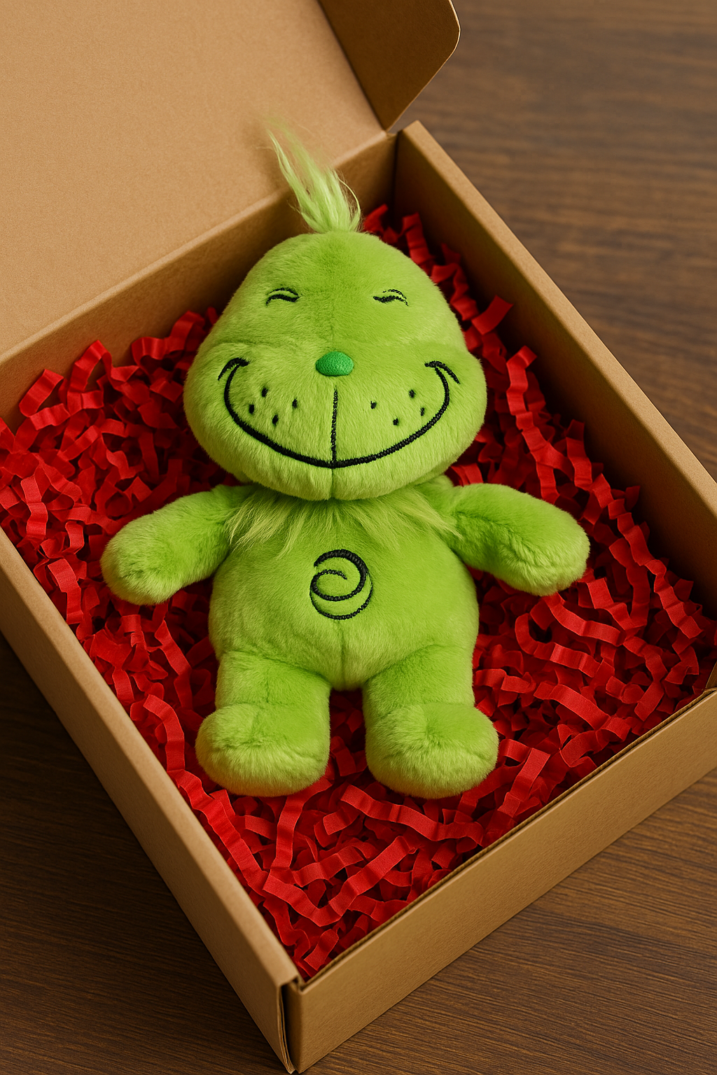 Holly Jolly Grumpkin plush presented as a Christmas gift for kids