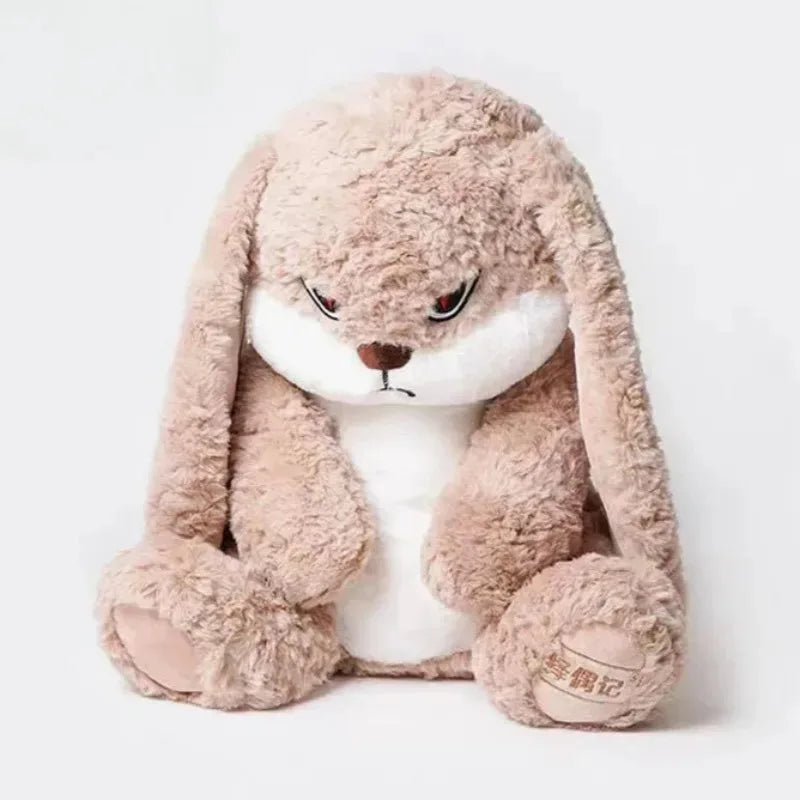 Kawaii angry rabbit plush styled for Valentine’s Day with a bold attitude