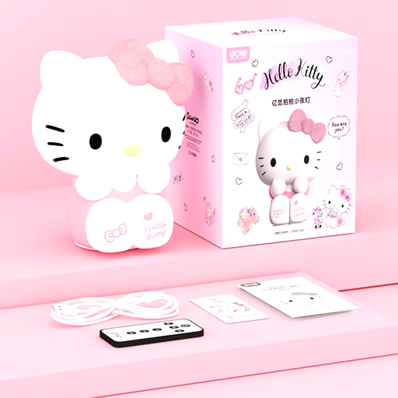 Kawaii kitty LED atmosphere lamp glowing softly in a bedroom