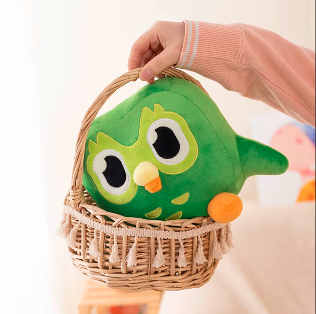 Front view of adorable kawaii owl plush toy