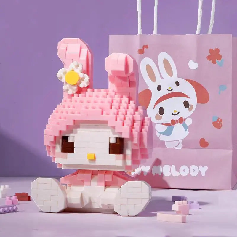 KEEPPLEY Sanrio building blocks set featuring Hello Kitty, Kuromi, My Melody, and friends
