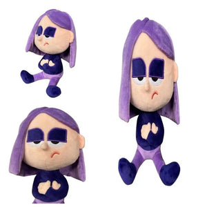 Close-up of the Lily Duolingo plush character face