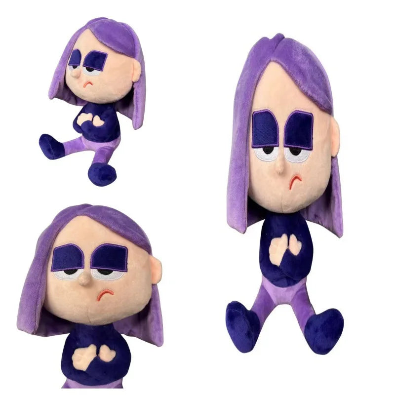 Close-up of the Lily Duolingo plush character face