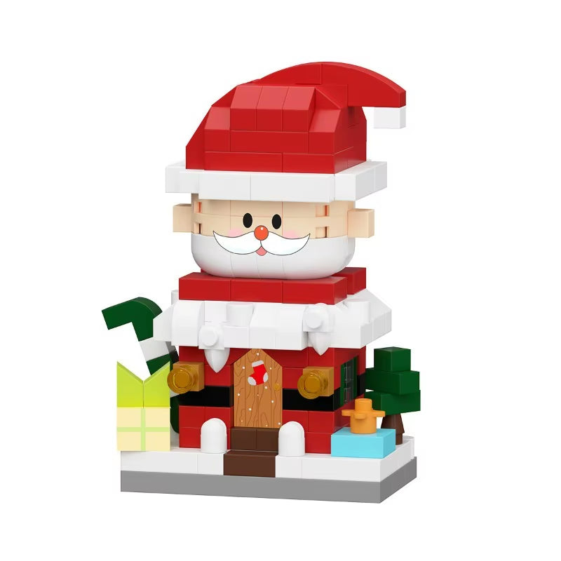 Mini Santa building block set displayed as cute Christmas desk decor with small gift details