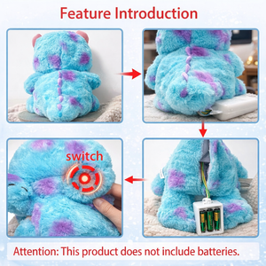 Close-up of the soft fabric and glowing light feature on a Monsters Inc plush
