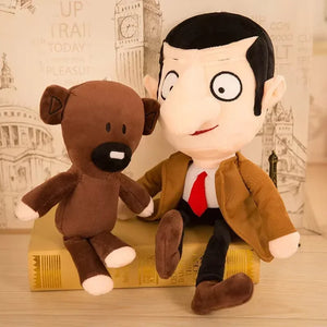 Mr. Bean–inspired teddy bear plush used as a small soft pillow