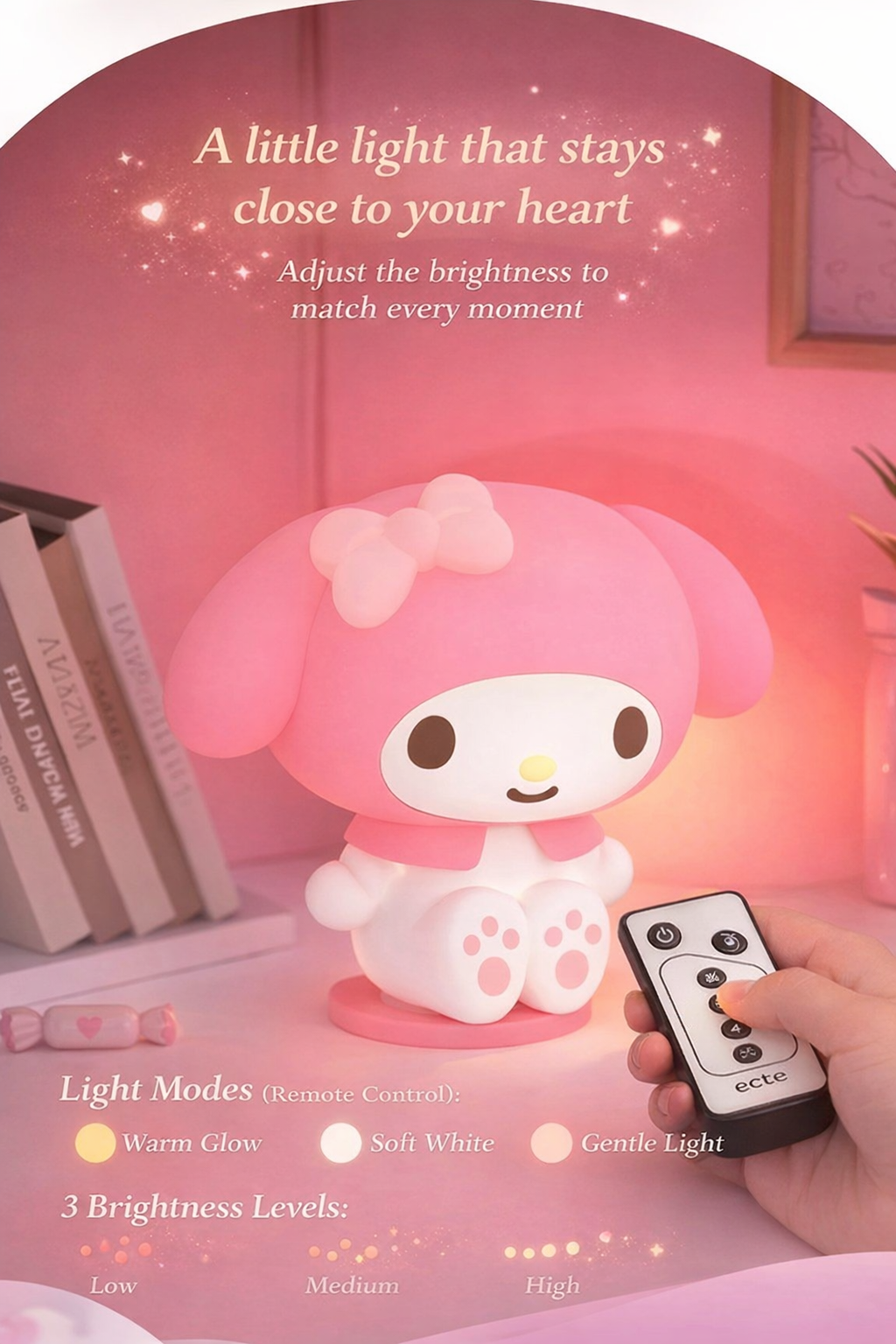 Close-up of the cloud-shaped base of the My Melody night light