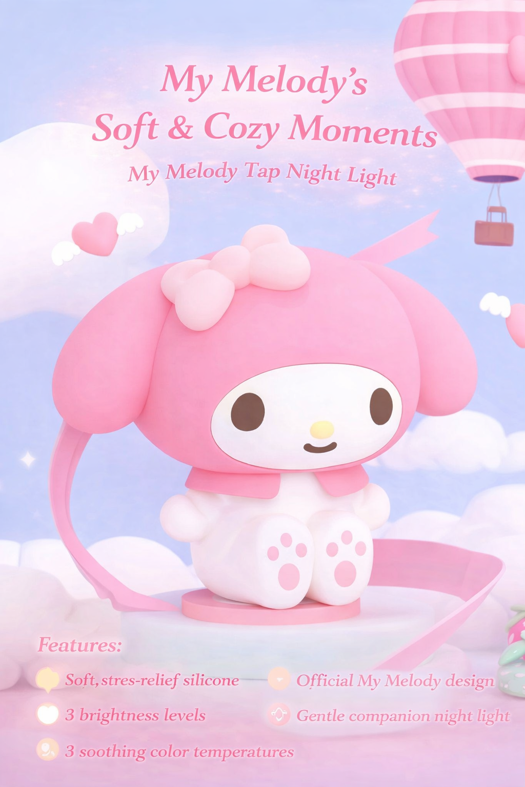 My Melody night light decorating a cozy child’s bedroom space