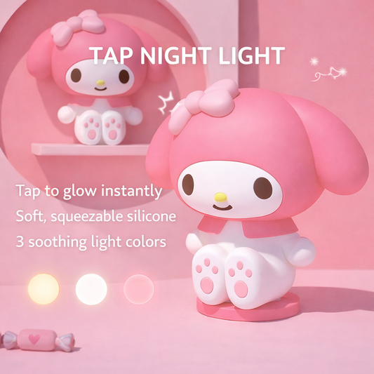 My Melody night light displayed with matching gift box packaging on a white background