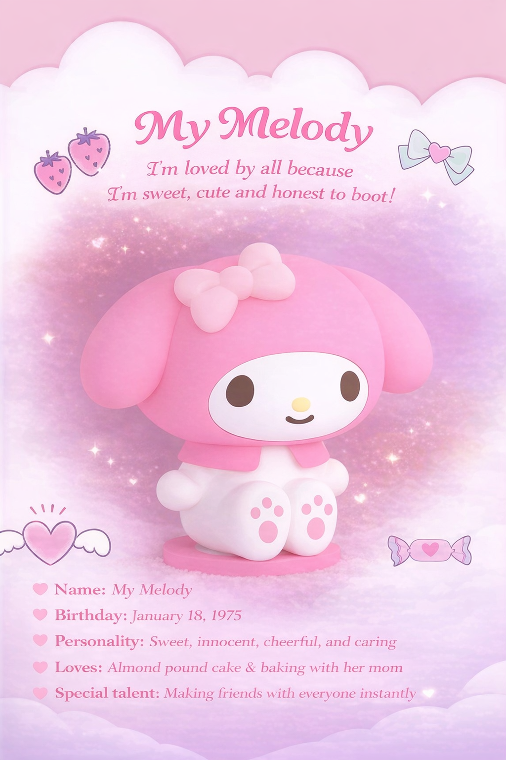 My Melody night light with starry eyes creating a cozy nighttime glow