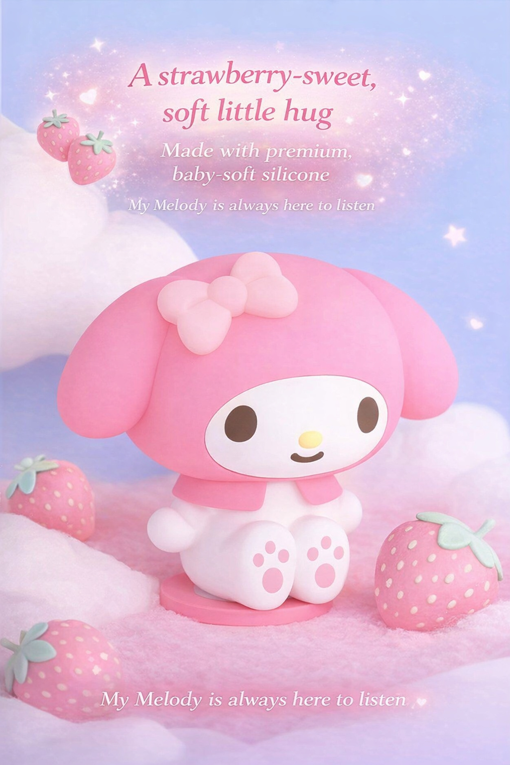 Detail view of the soft silicone texture of the My Melody night light