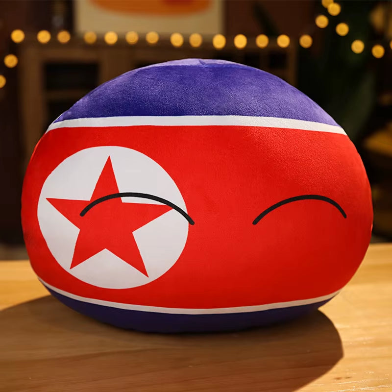 North Korea country ball plush toy with DPRK flag design