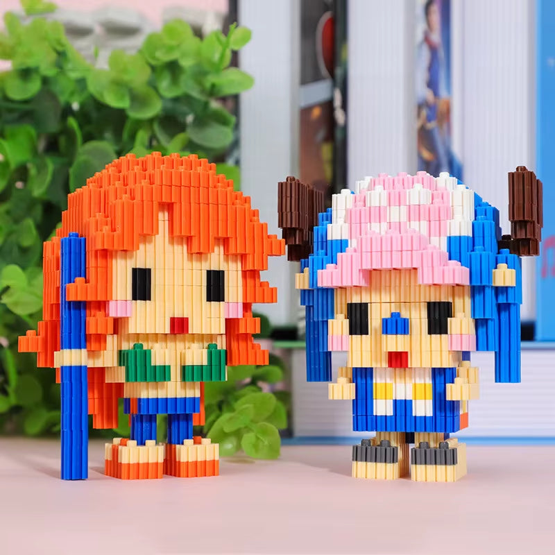 One Piece–inspired brick figures presented as a gift for fans and collectors