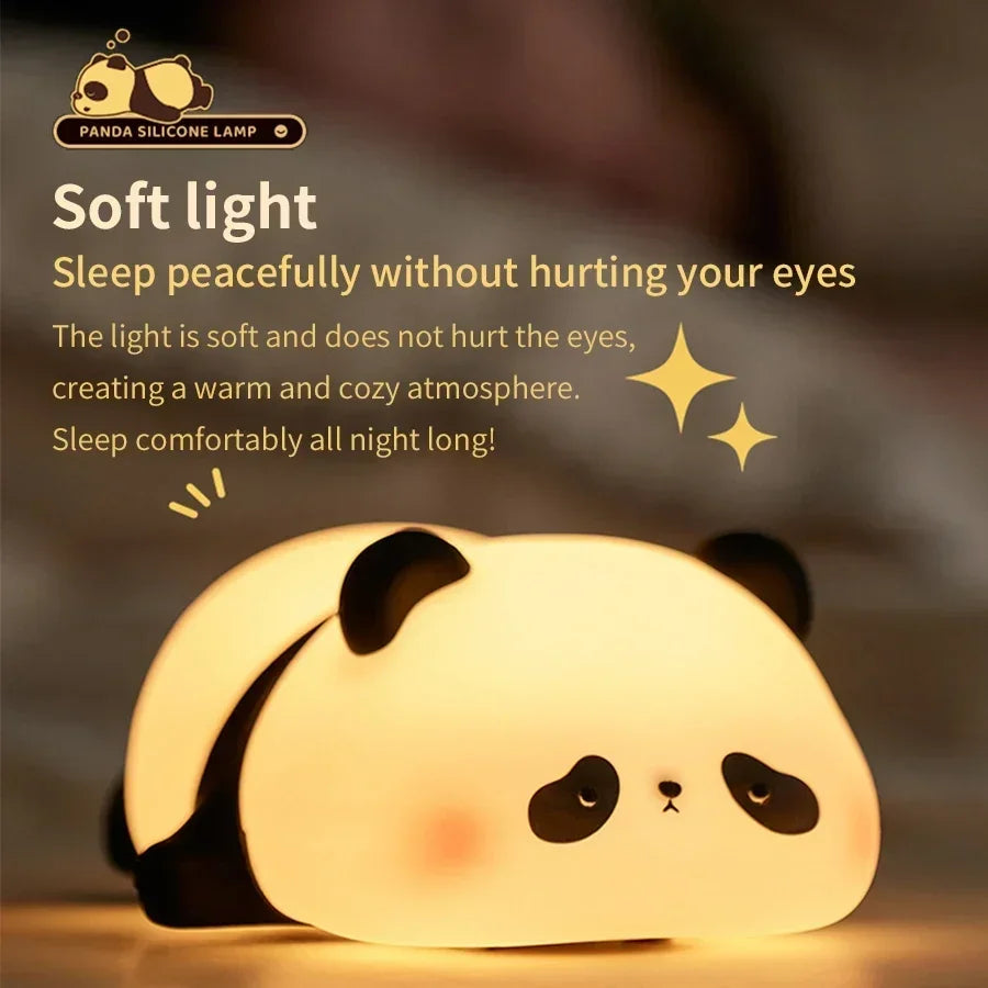 Panda night lamp used as cozy decoration in a child’s bedroom