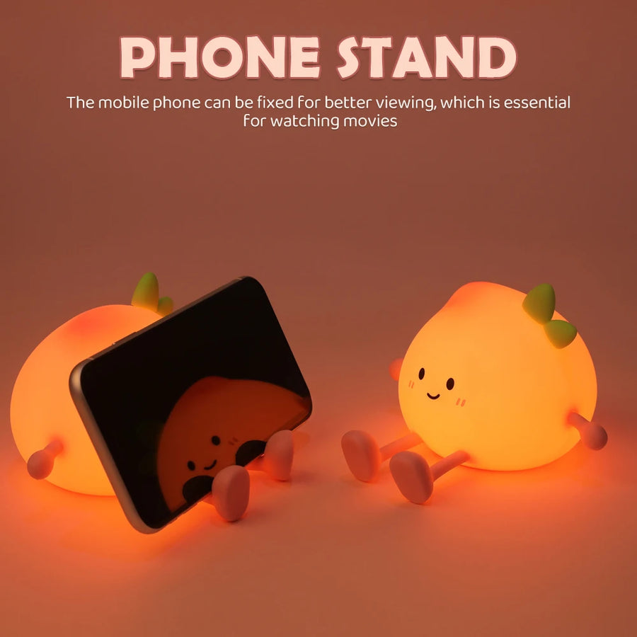 Peach night light used as cozy bedroom decor