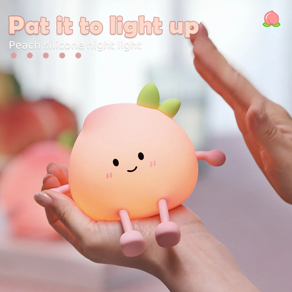 Close-up of the soft silicone texture of a peach night light