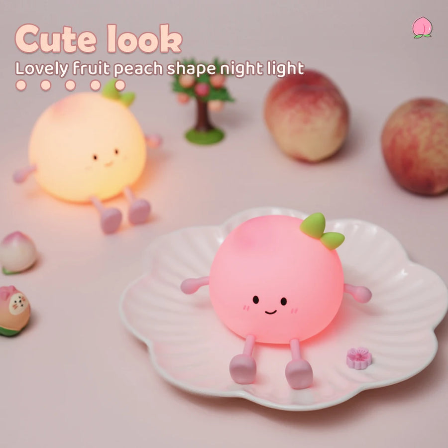 Peach night light placed in a nursery providing gentle lighting