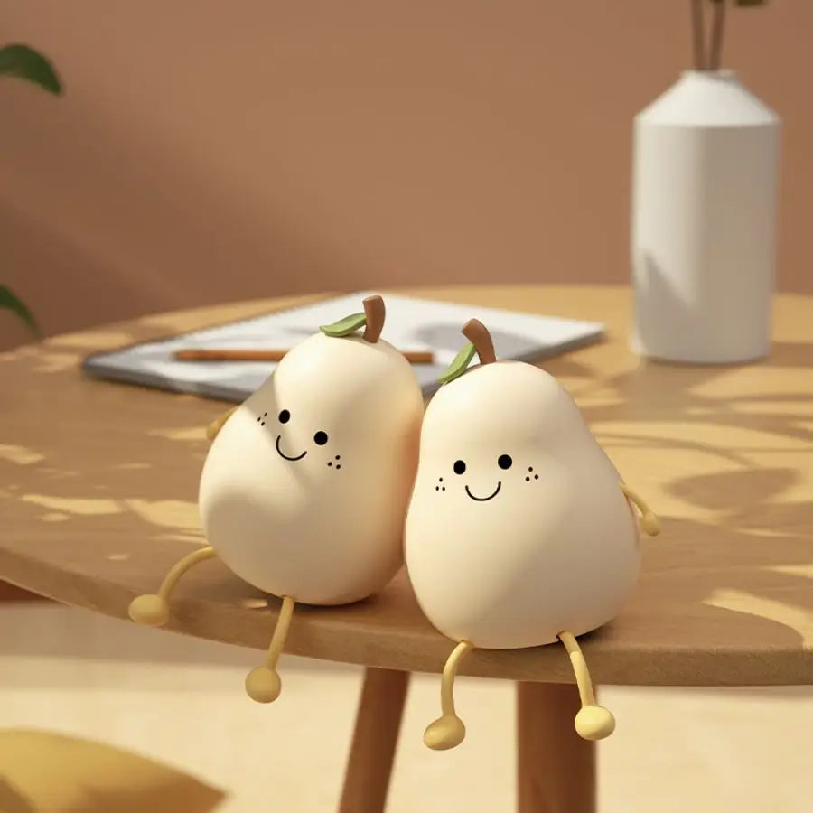 Pear night light used as cozy bedroom decoration