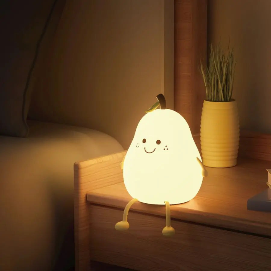 Pear night light used in a child's bedroom