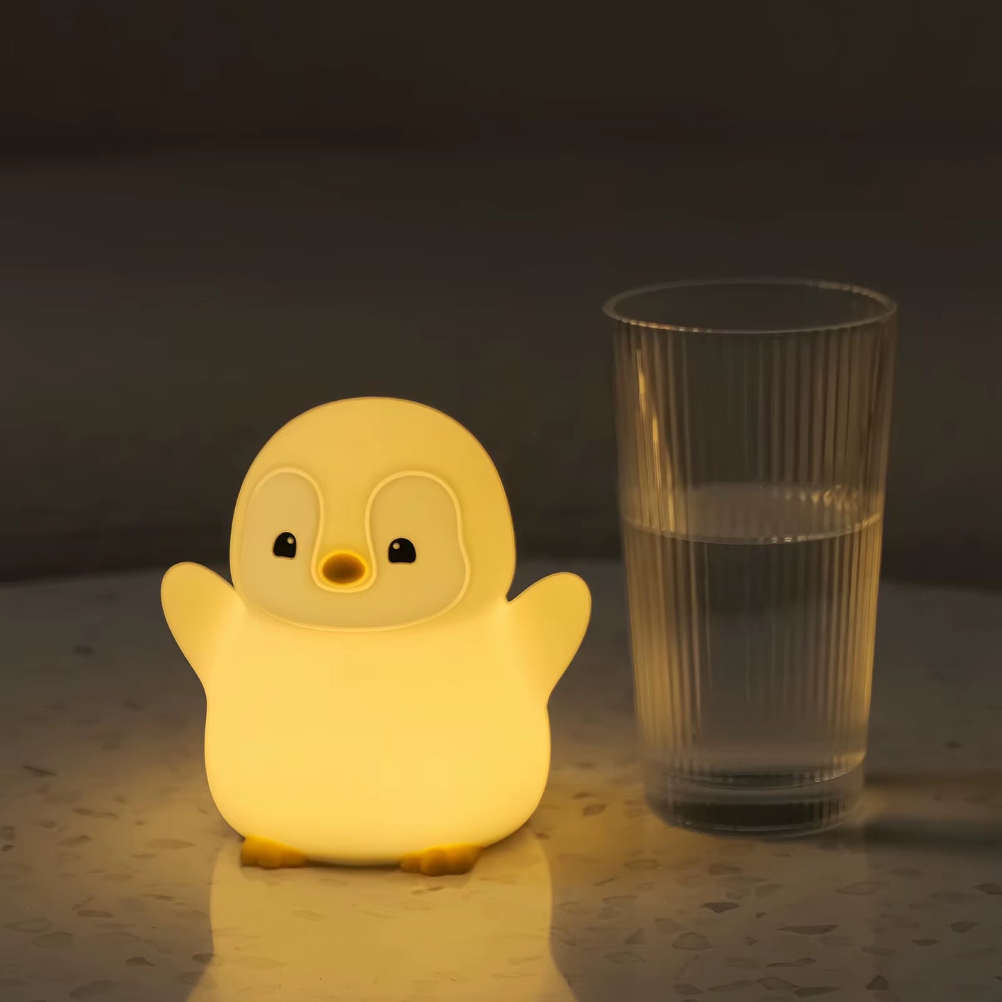 Close-up of the adorable penguin face on the night light