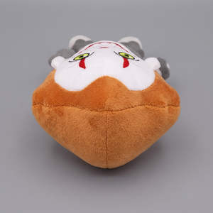 Top view of Pennywise IT plush showing detailed orange hair