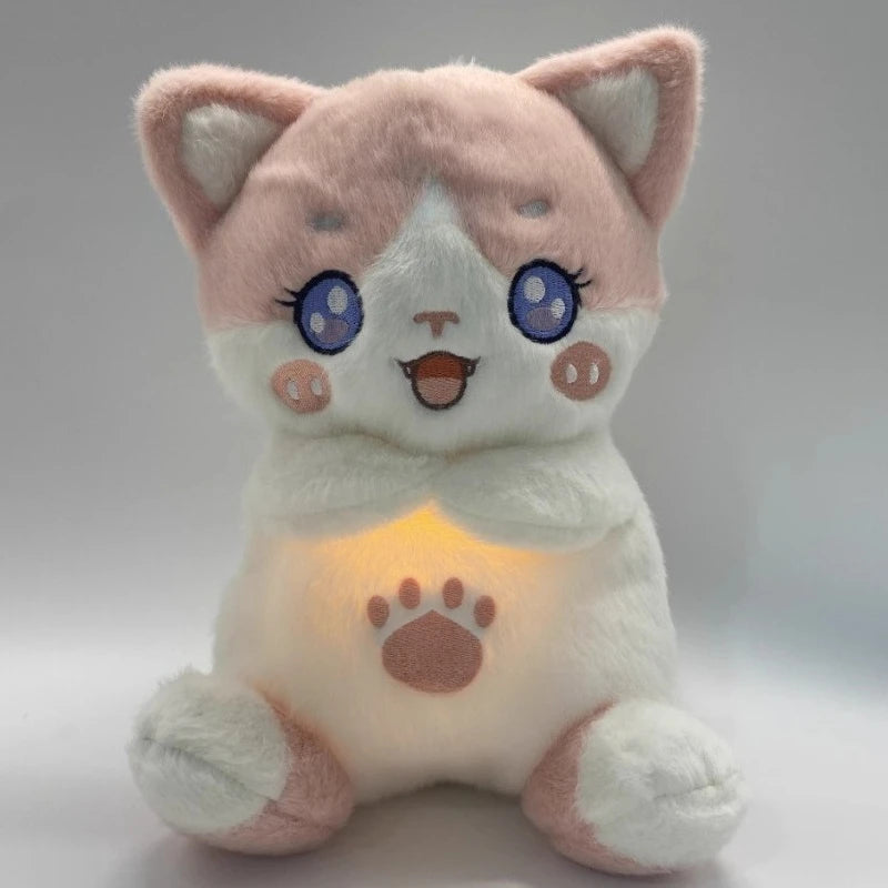Pink breathing cat plush with gentle breathing motion helping reduce anxiety and improve sleep