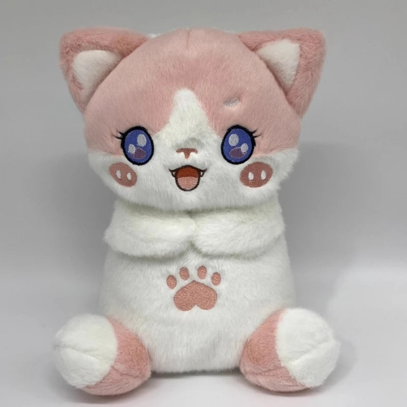 Pink breathing cat plush cute calming stuffed animal for bedtime and relaxation