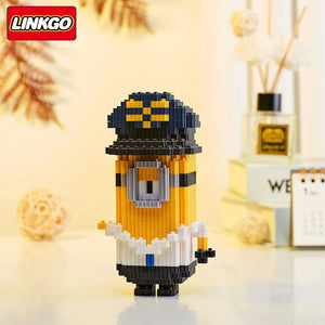 Police mini building block figure constructed from DIY brick pieces