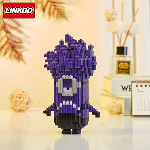 Purple monster mini building block figure with a playful cartoon design