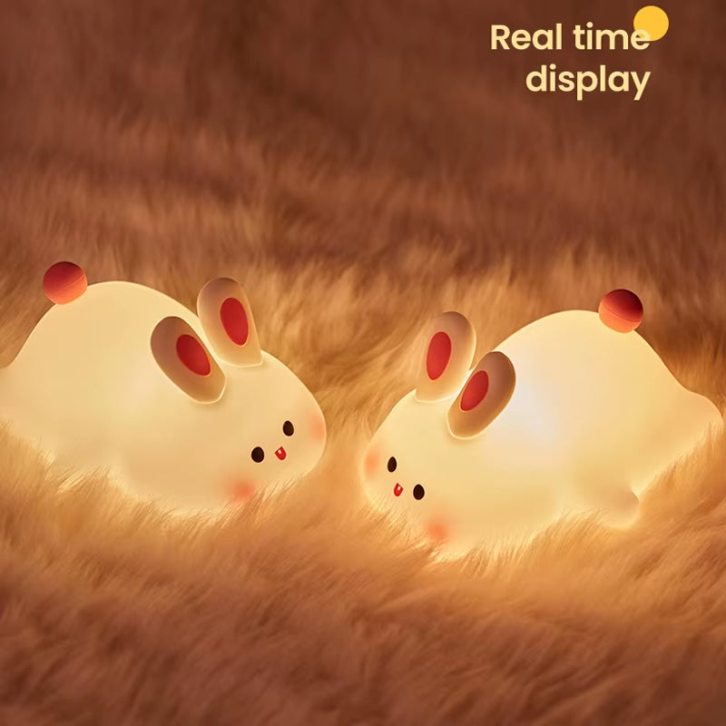 Cute rabbit night light placed in a child’s bedroom