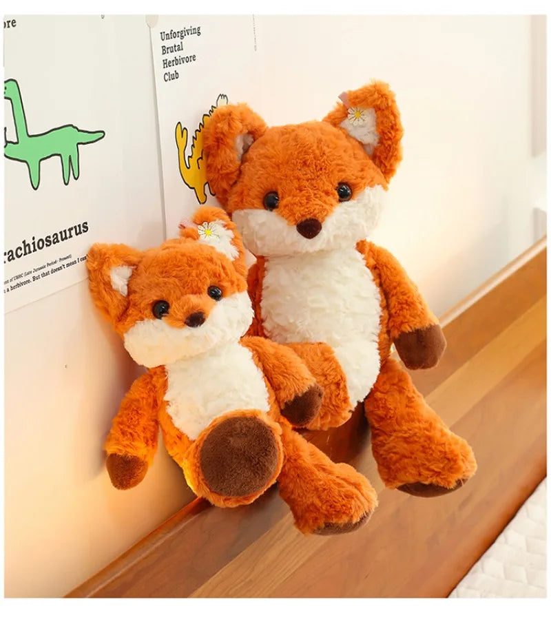 Red fox plush toy presented as a cute gift for kids or plush lovers