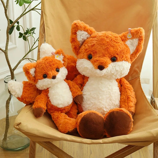 Red fox plush toy displayed as a soft and cuddly stuffed animal