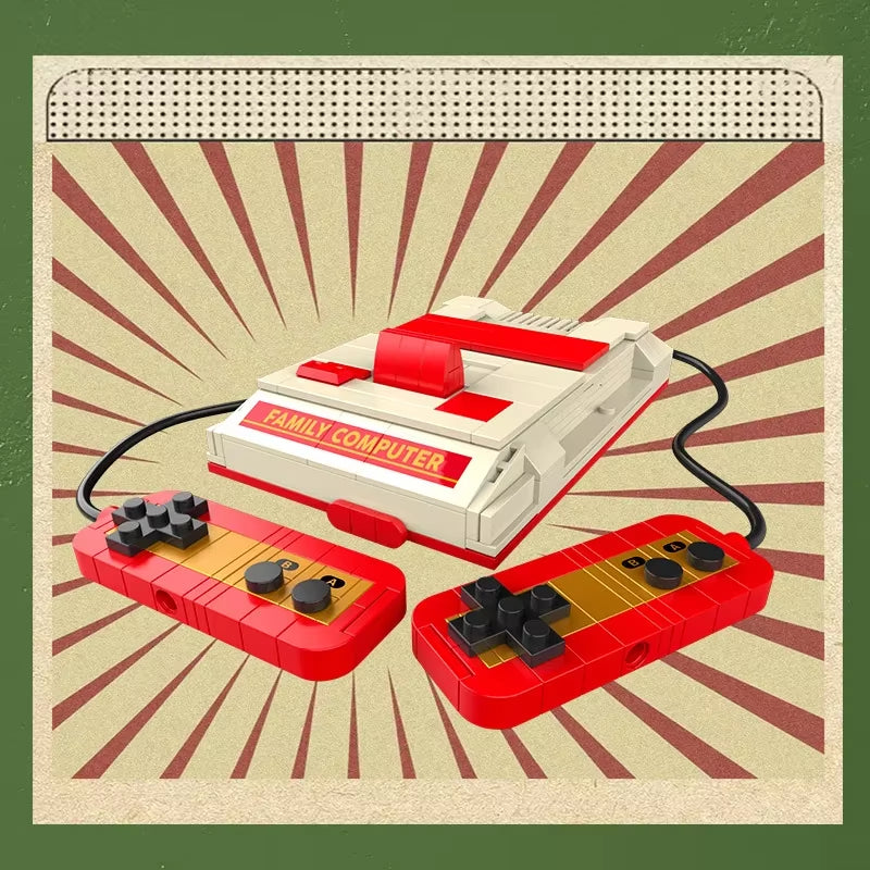 Mini retro gaming console brick model built from small blocks