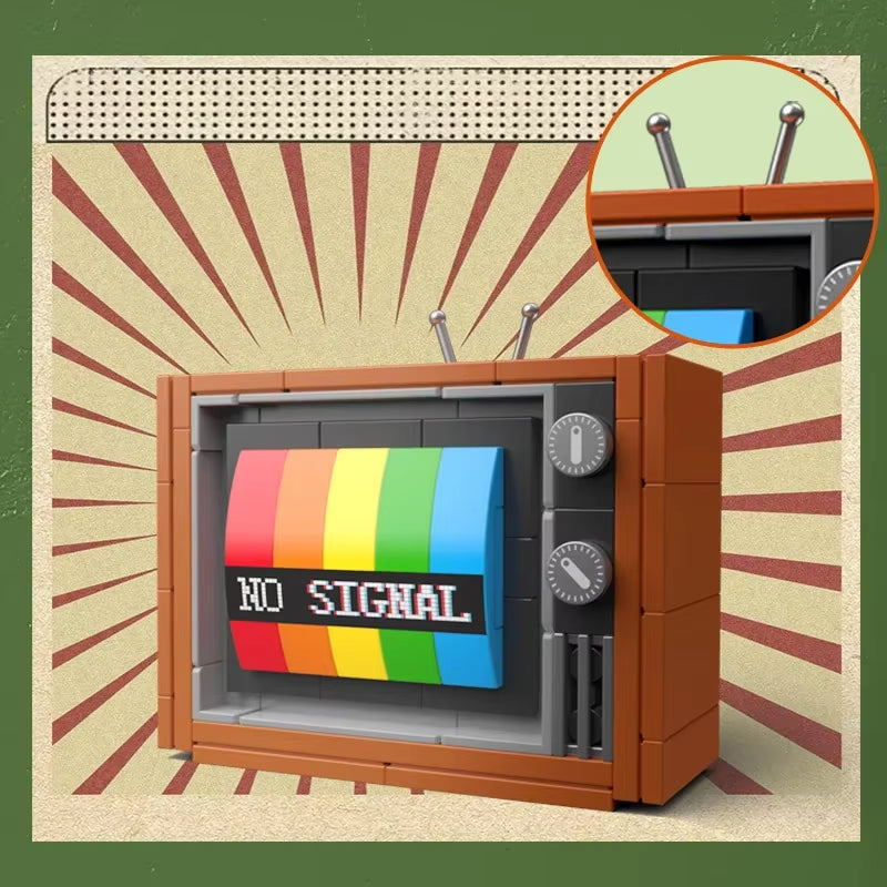 Mini retro TV model built from DIY building blocks