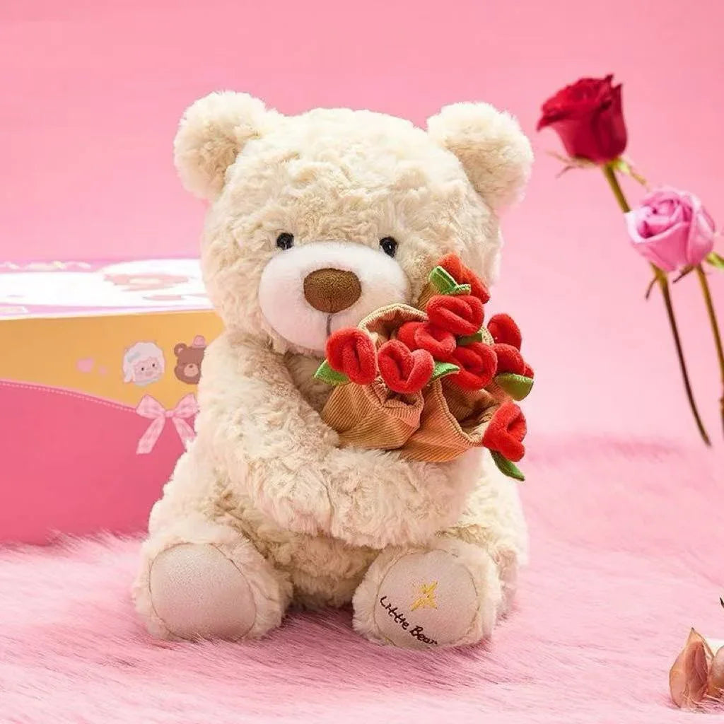 Rose bear plush presented as a thoughtful and lasting Valentine’s gift