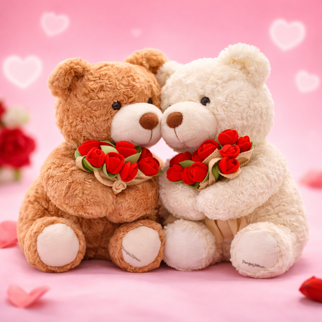 Rose bear plush displayed as a bold Valentine’s Day gift
