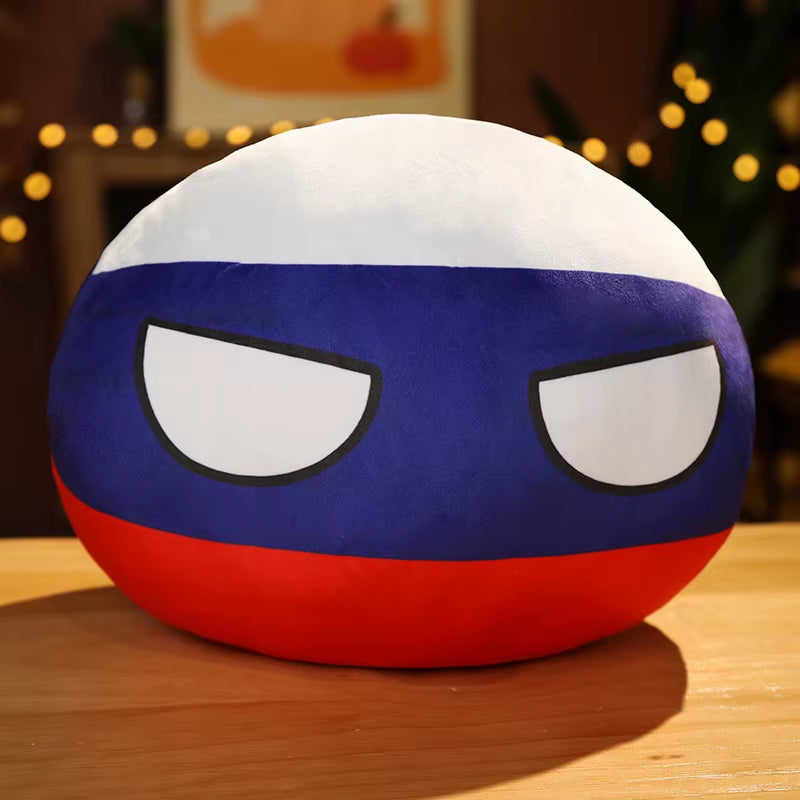 Russia country ball plush stuffed toy with Russian flag