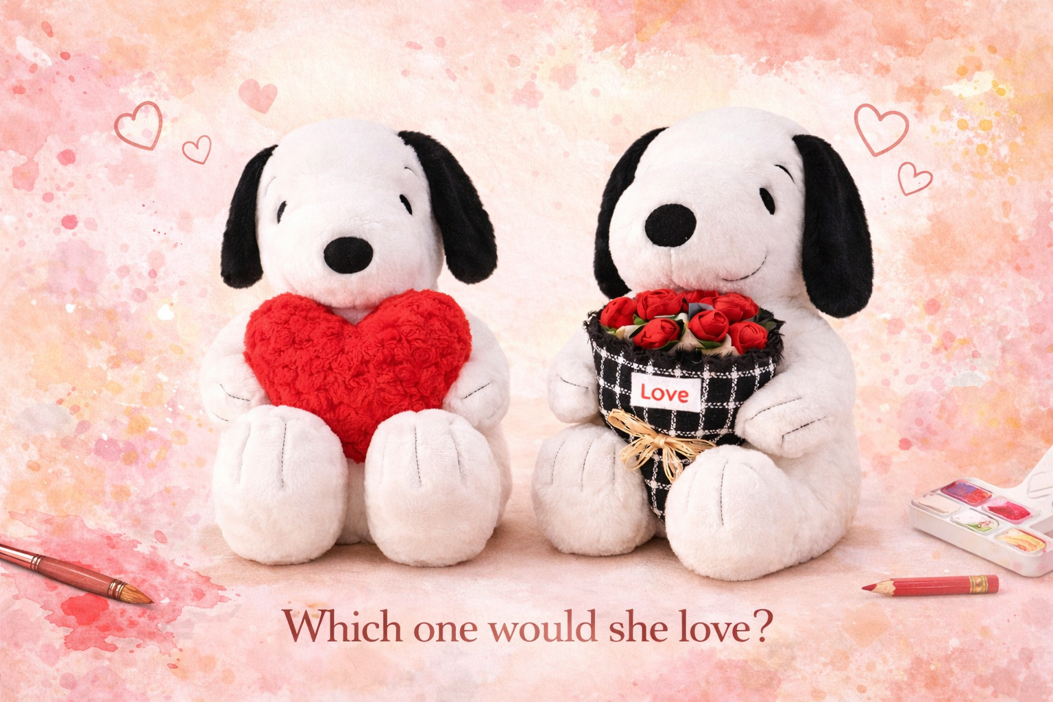 65cm Snoopy plush holding flowers from the Love With Attitude collection