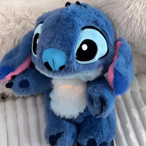 Stitch breathing plush used as a comforting sleep toy for babies
