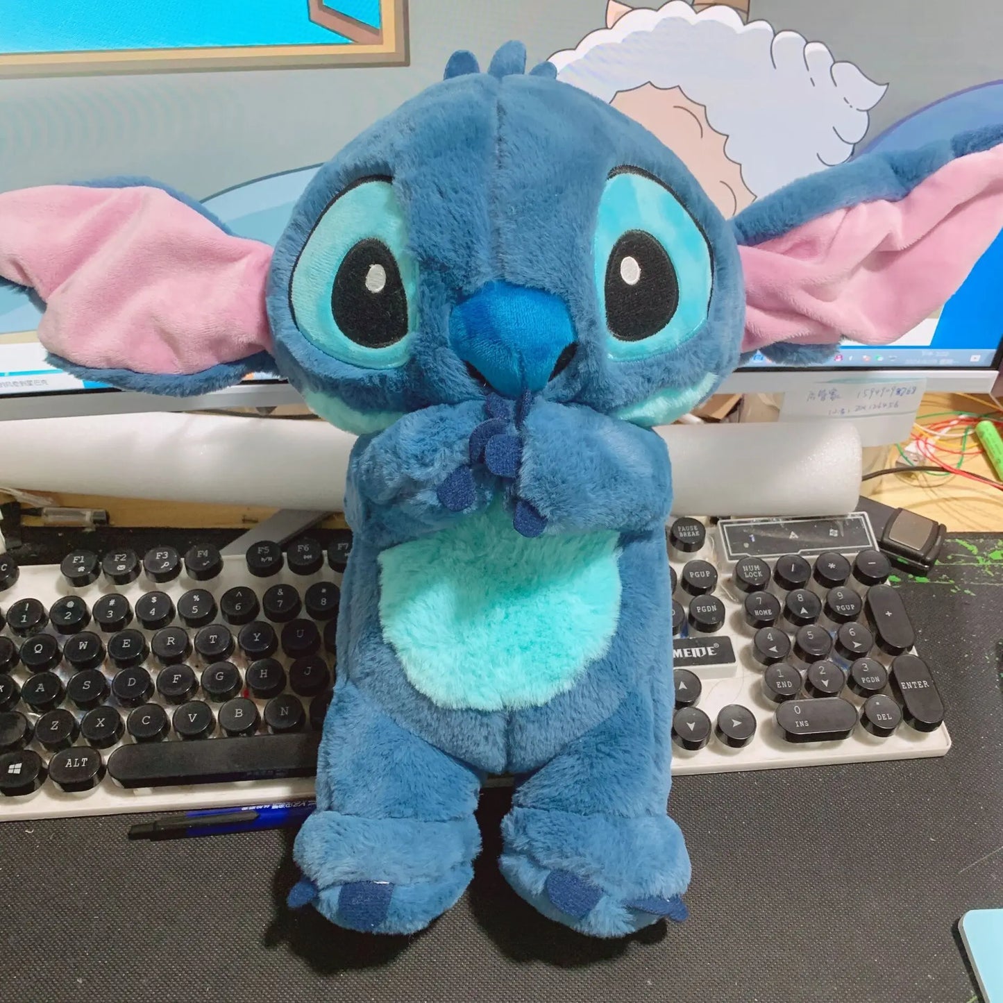Stitch breathing plush sleep toy displayed clearly from the front