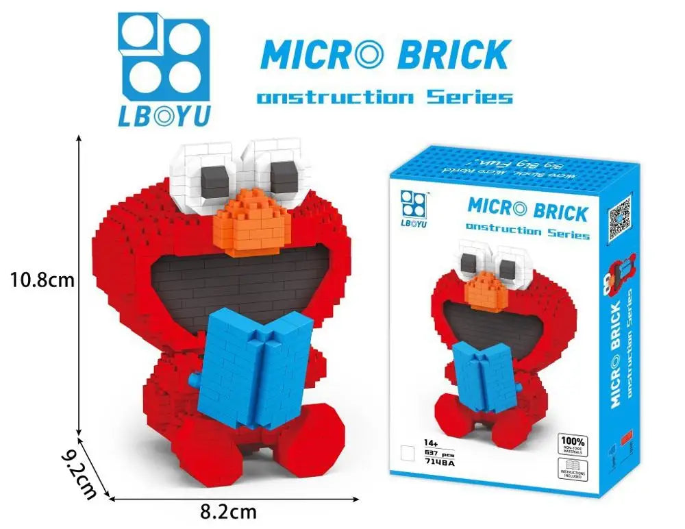 Cute street monster mini diamond brick figures displayed as a colorful group set