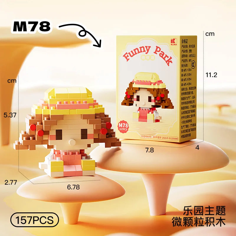 cute summer princess building block figure wearing hat with display box mini collectible toy for kids gift