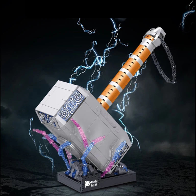 Front view of a thunder hammer MOC built from building blocks