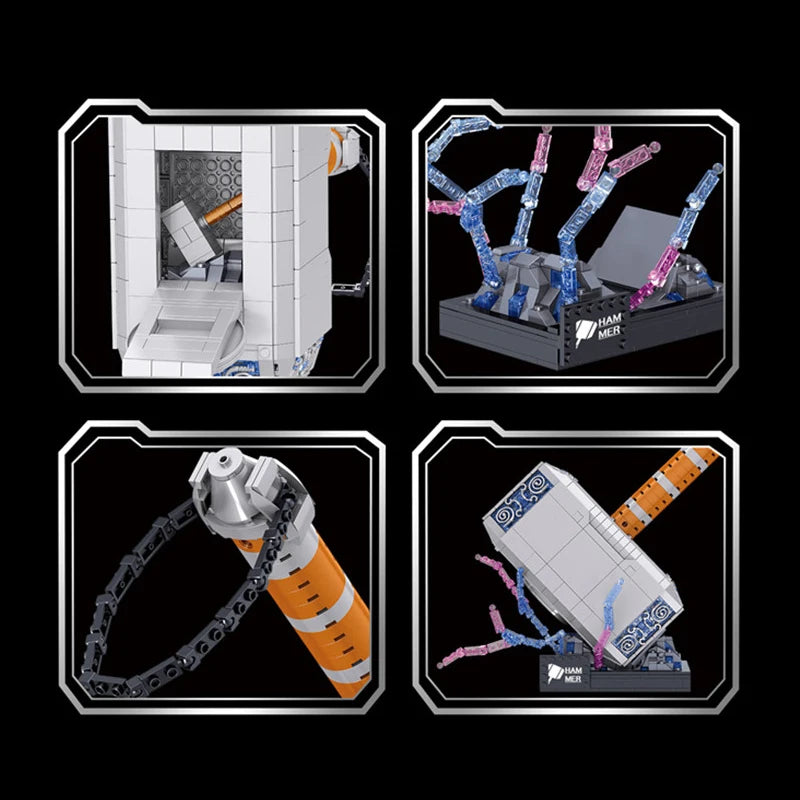 Close-up of the handle detail on the thunder hammer brick model