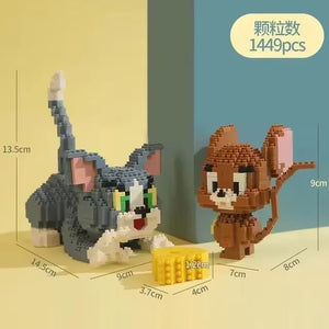 Tom and Jerry mini 3D building block figures displayed together as a cartoon duo